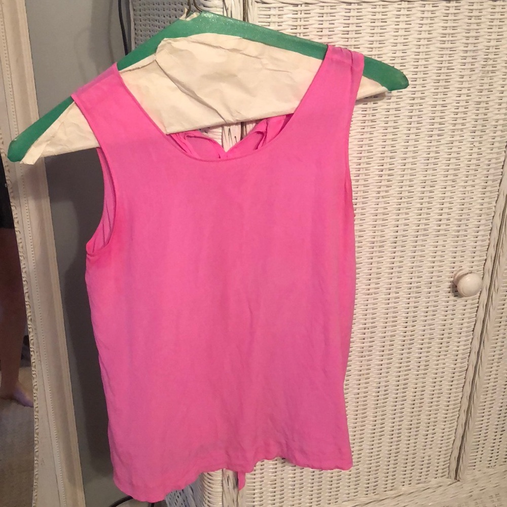 Bright pink Madewell top with tie back